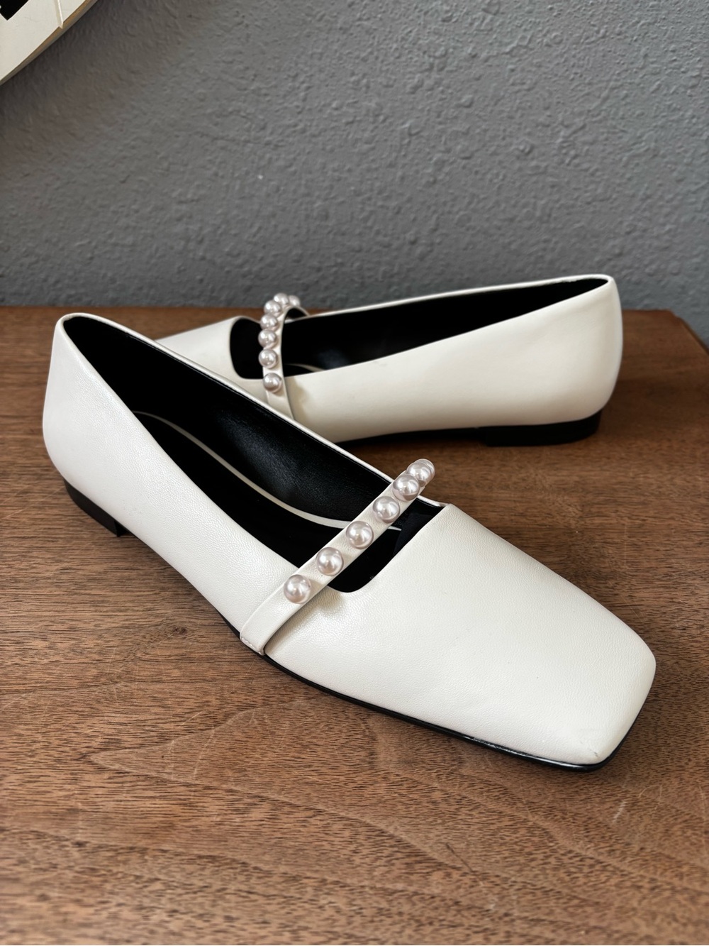 ME+EM faux pearl square toe ballerina flats in off white (40) 10 - Picture 8 of 8